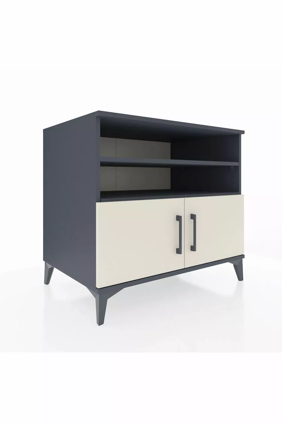 Commode Kronos 3 étagères 2 portes Anthracite-Pierre de lune