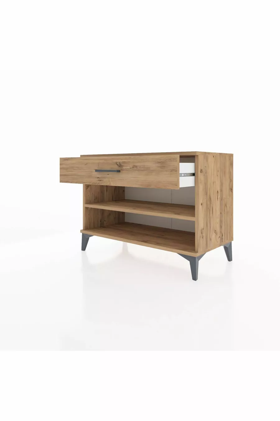 Commode Hyperion à une étagère et un tiroir, pin-pin