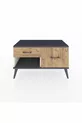Commode Hyperion 2 tiroirs Pierre de lune-Anthracite/Sapin