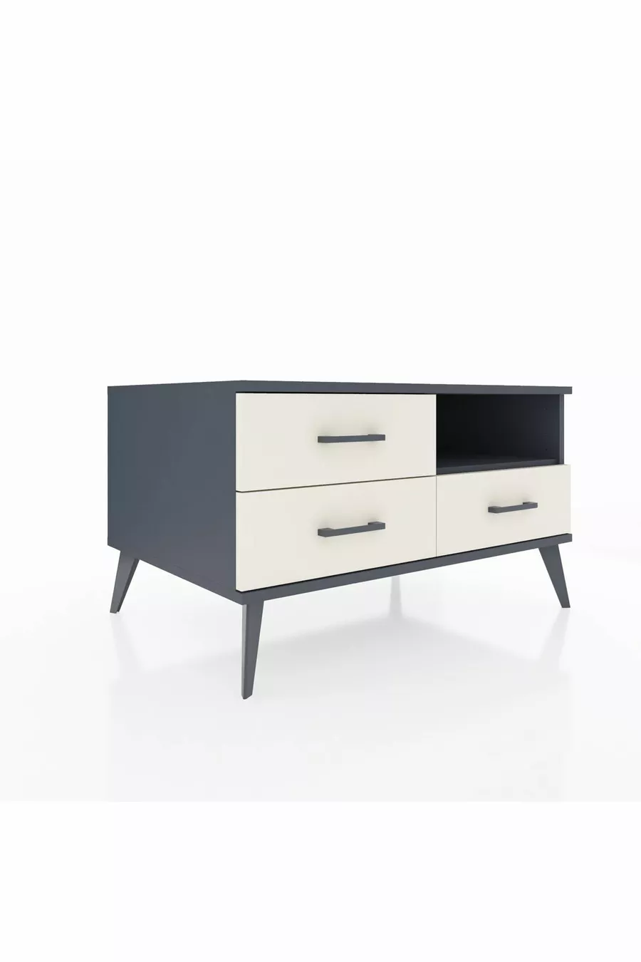 Commode Kronos à une étagère et 3 tiroirs Anthracite-Anthracite/Pierre de Lune