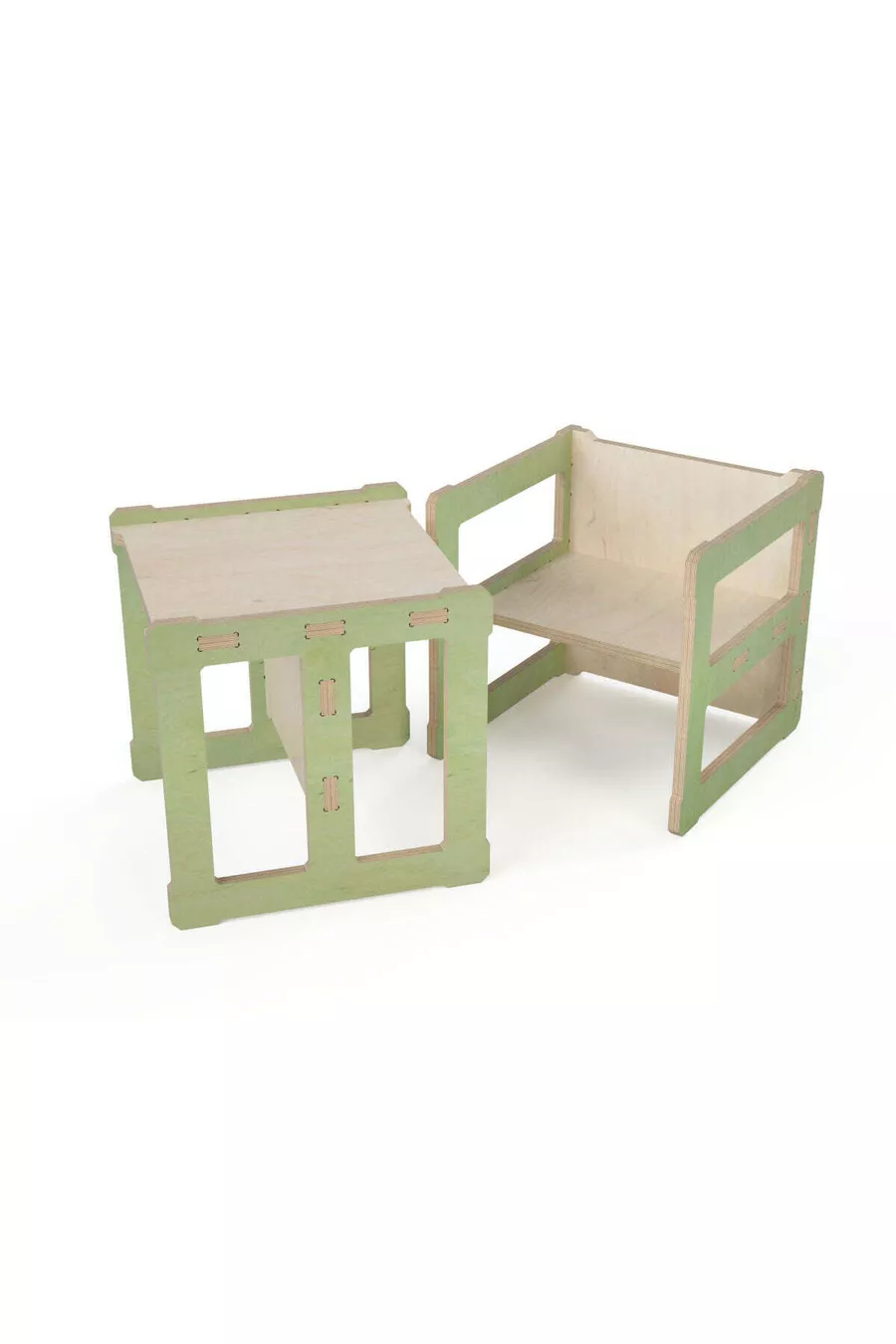 - Table et Chaise pour Enfants : Ensemble 2 en 1 en Bois Naturel, Découpe CNC Montessori