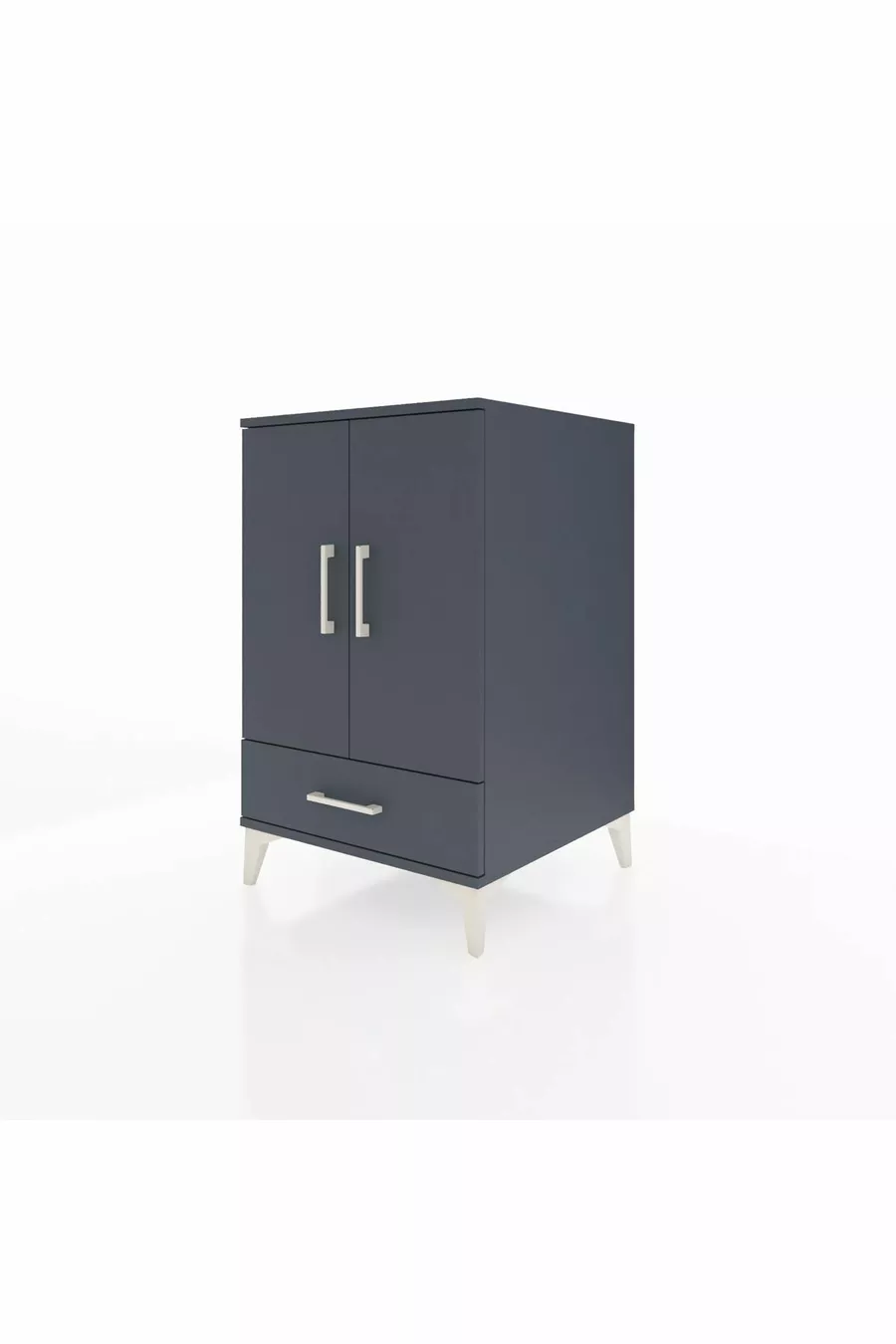 Table de chevet Kronos avec 3 étagères, 1 tiroir et 2 portes, Anthracite-Anthracite