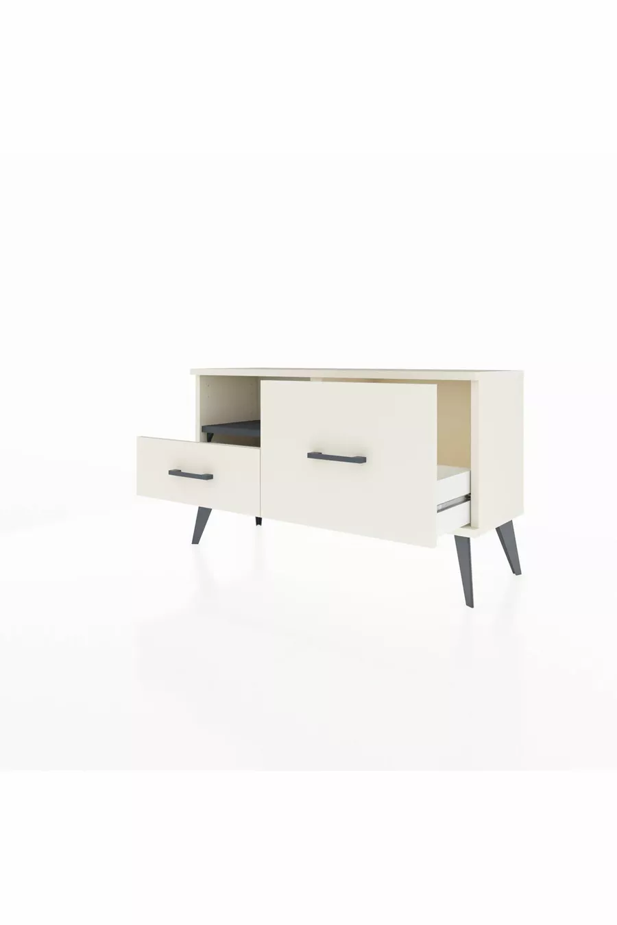 Commode Arges à une étagère et 2 tiroirs, quartz-anthracite/quartz