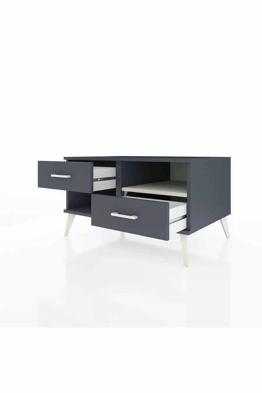 Kronos Dresser Single Shelf 2 Drawers Anthracite-Pebble/Anthracite