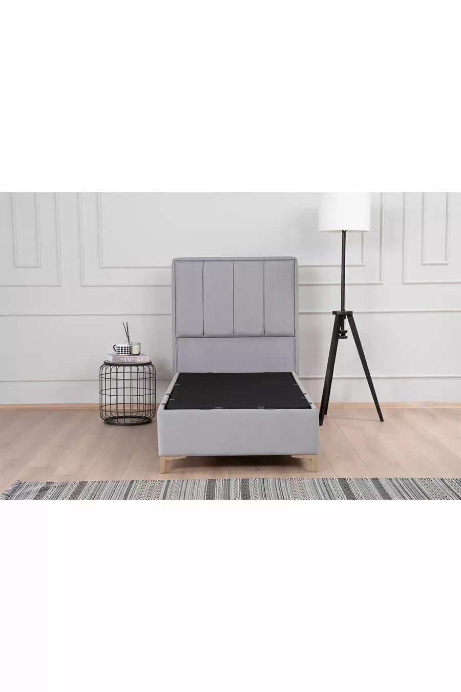 Gold Therapy Storage Base and Headboard Set Gray (BED NOT INCLUDED)