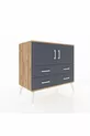 Commode Hyperion 2 étagères 4 tiroirs 2 portes Pin-Anthracite