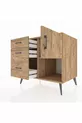 Commode Kronos avec une étagère, 3 tiroirs et une porte, pin-pin