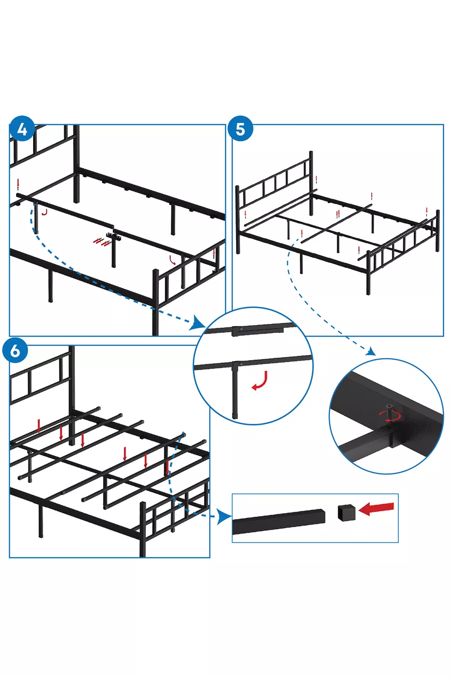 Metal Bed Frame, Akın Metal Bed Frame, Wrought Iron Bed Frame, Available in Various Sizes