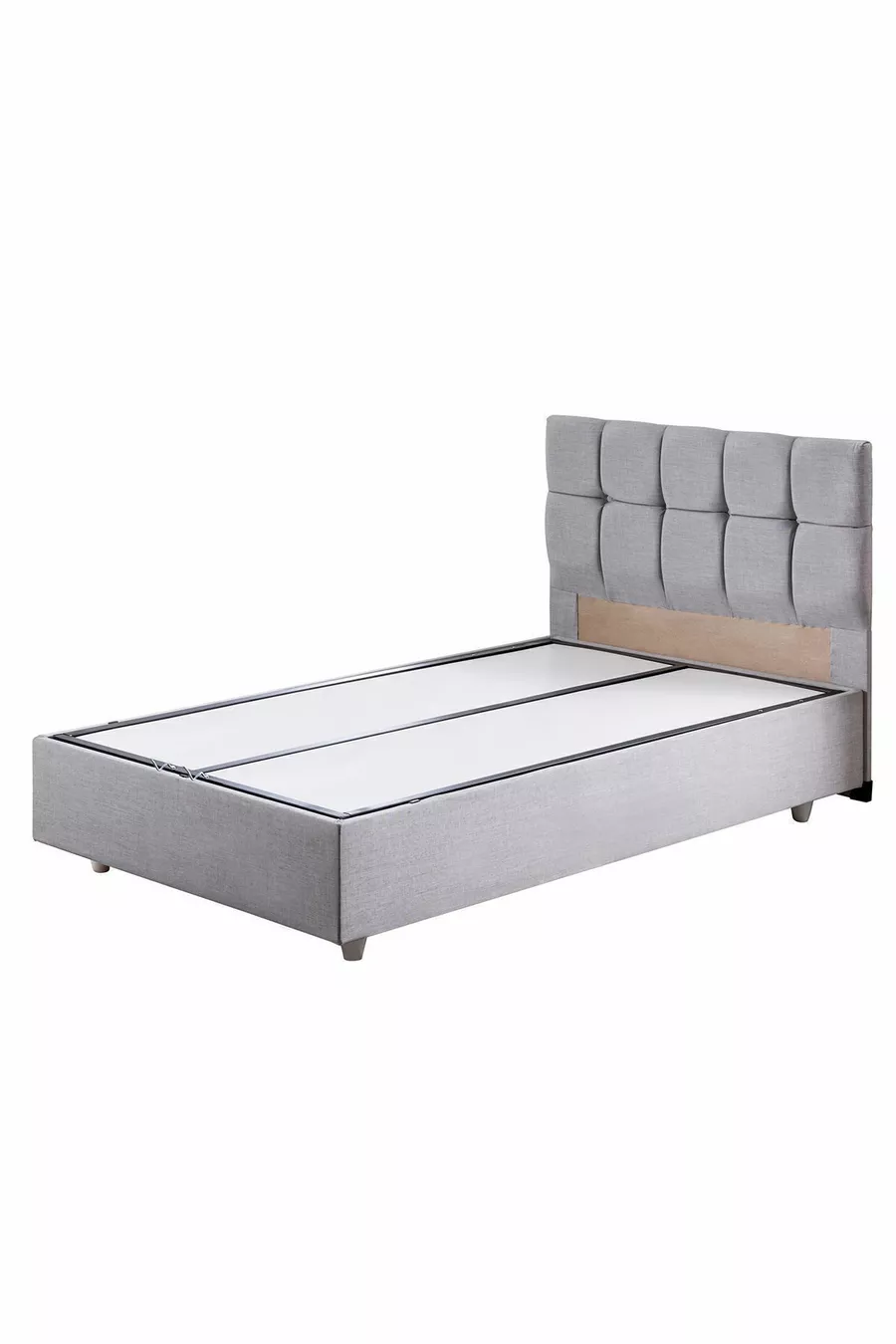 Ensemble de lit Berlin avec sommier simple et tête de lit Comfort, gris clair