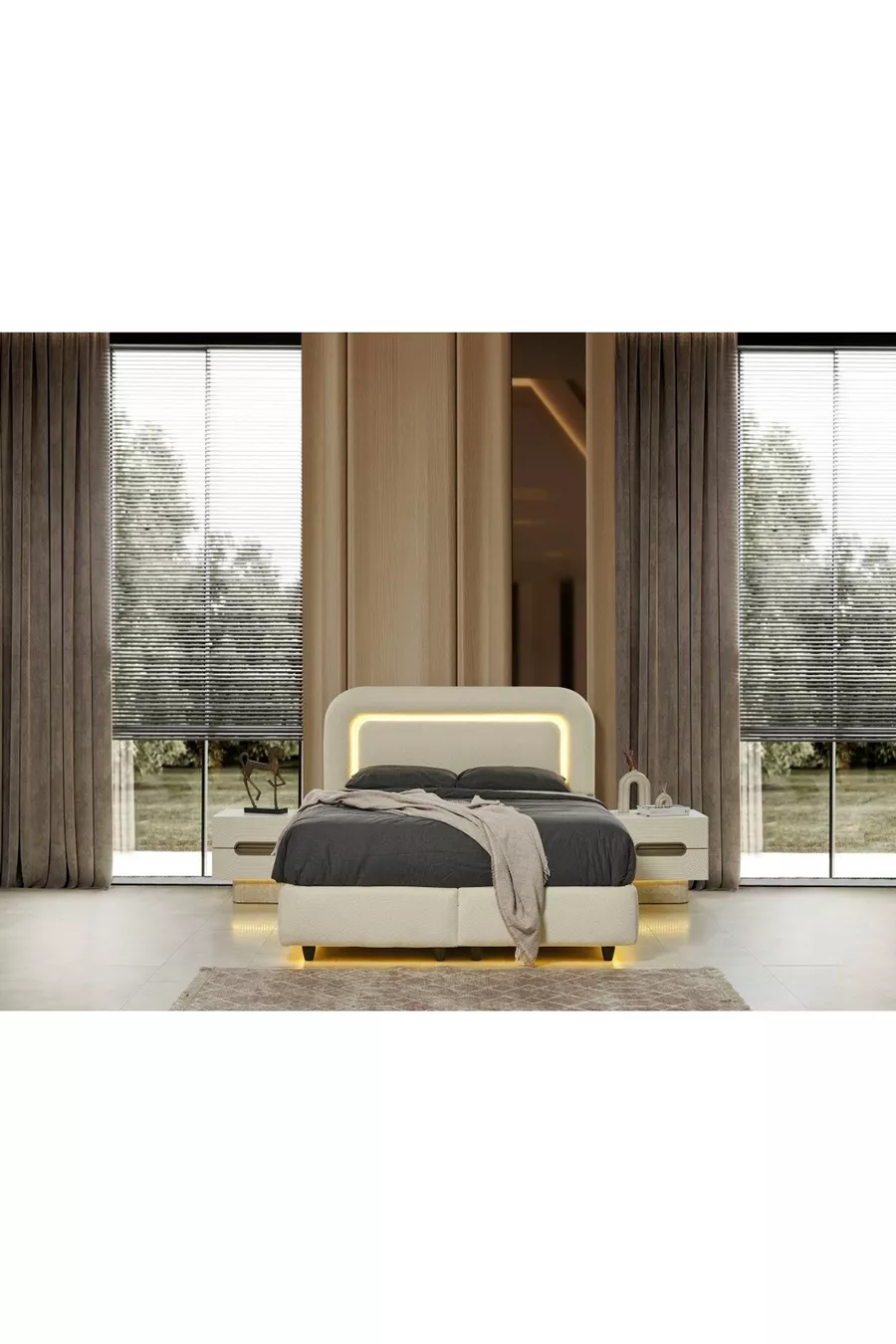 ENSEMBLE DE CHAMBRE À COUCHER EN MDF ÉLÉGANT
