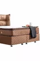 Ensemble Lit Double Barcelona, Tête de Lit et Sommier Double - Marron
