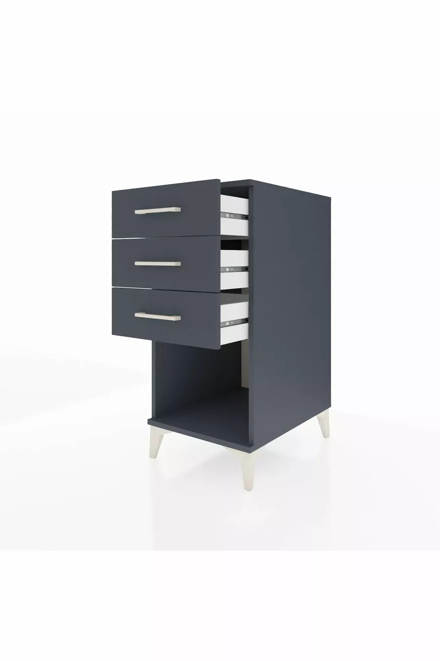 Kronos Nightstand 3 Drawers Anthracite-Anthracite