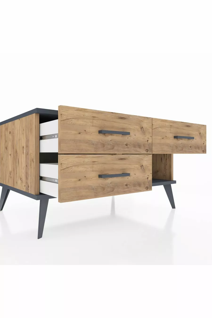 Commode Kronos 3 tiroirs Pin-Anthracite/Pin