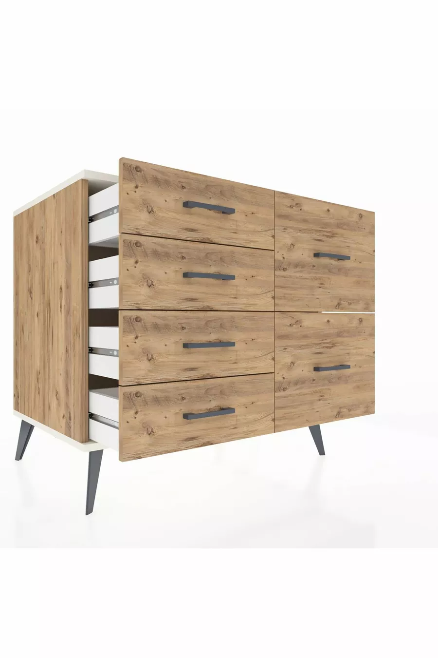 Kronos Kommode mit 6 Schubladen Kiefer-Marmor/Kiefer