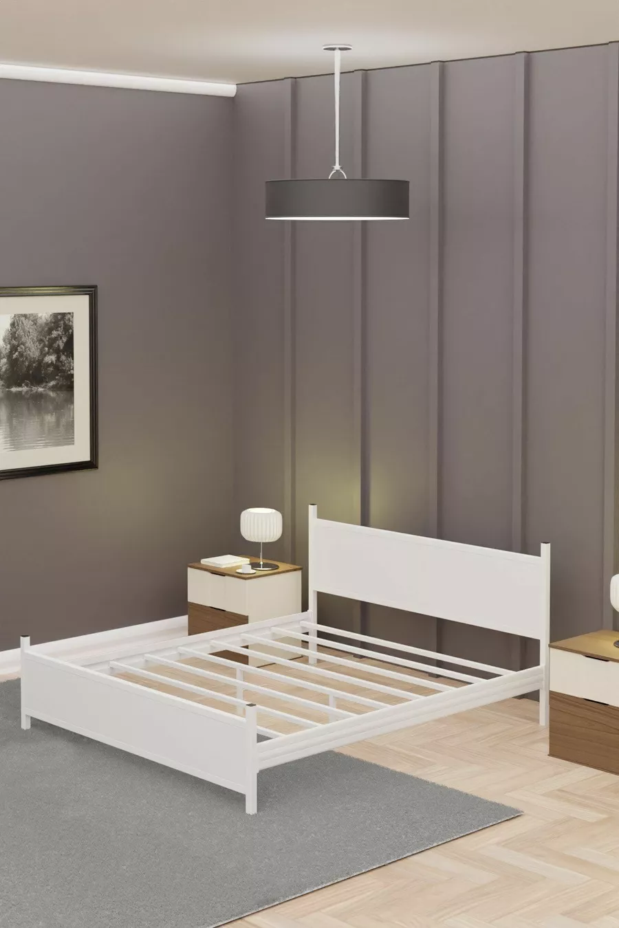 GM MODERN HOUTEN EN METALEN TOTAAL WIT TWEepersoonsbed