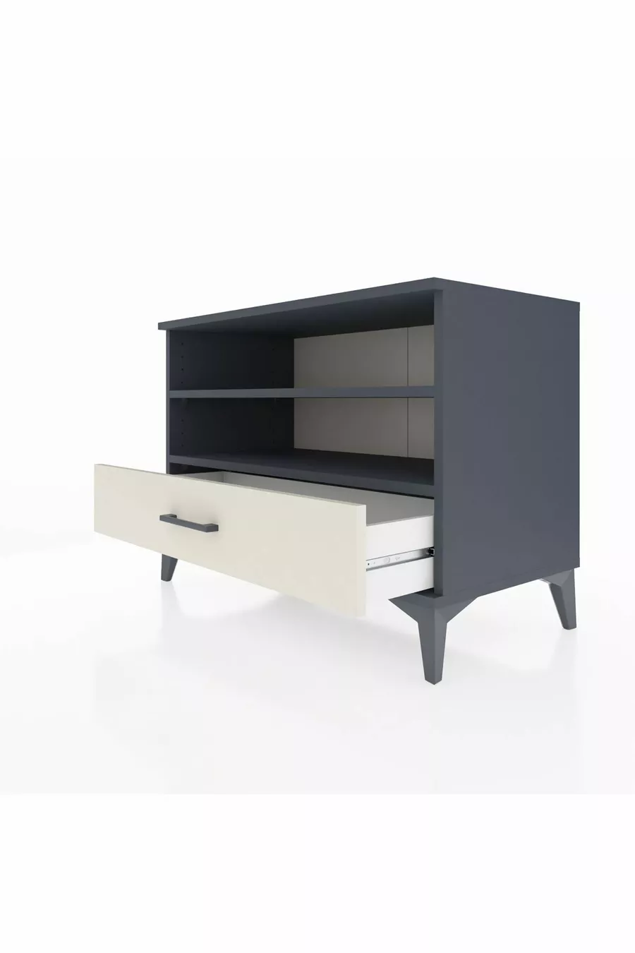Commode Hyperion 2 étagères 1 tiroir Anthracite-Quartz