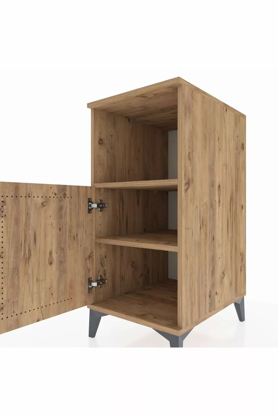 Kronos Nightstand with 2 Shelves and 1 Door Pine-Pine