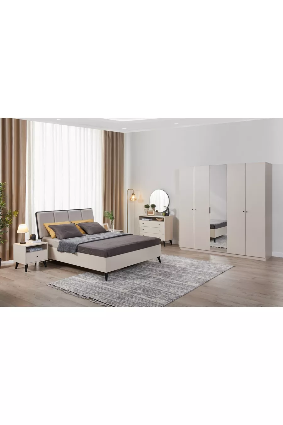 Ensemble de chambre Solina, Beige, 5 portes