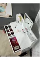 Tavolo da Trucco con Specchio, Tocador con 2 Cassetti, Organizer per Gioielli e Mensola, Bianco, cm