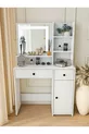 Coiffeuse Blanche avec Tiroirs, Étagère pour Accessoires et Bijoux, Miroir Spécial avec LED