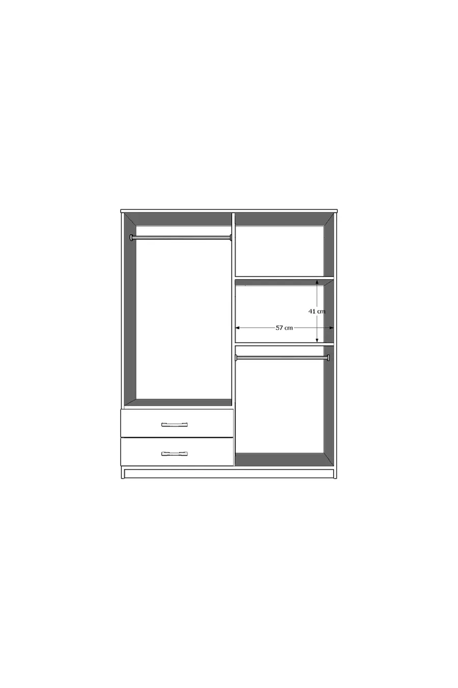 Armoire avec miroir, 4 portes et 2 tiroirs