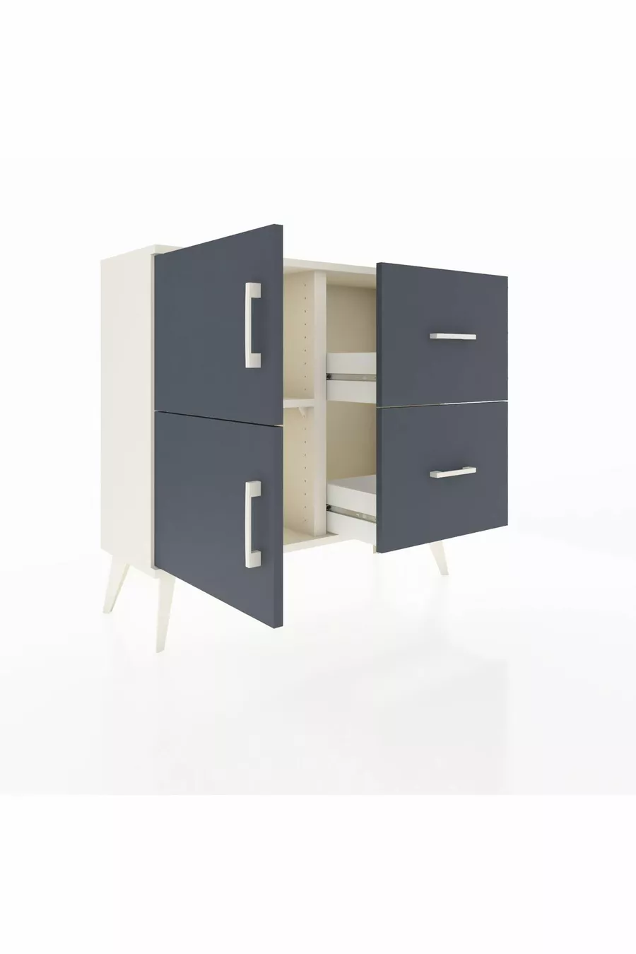 Cassettiere Arges con un Ripiano, 2 Cassetti e 2 Ante, Giada-Antracite
