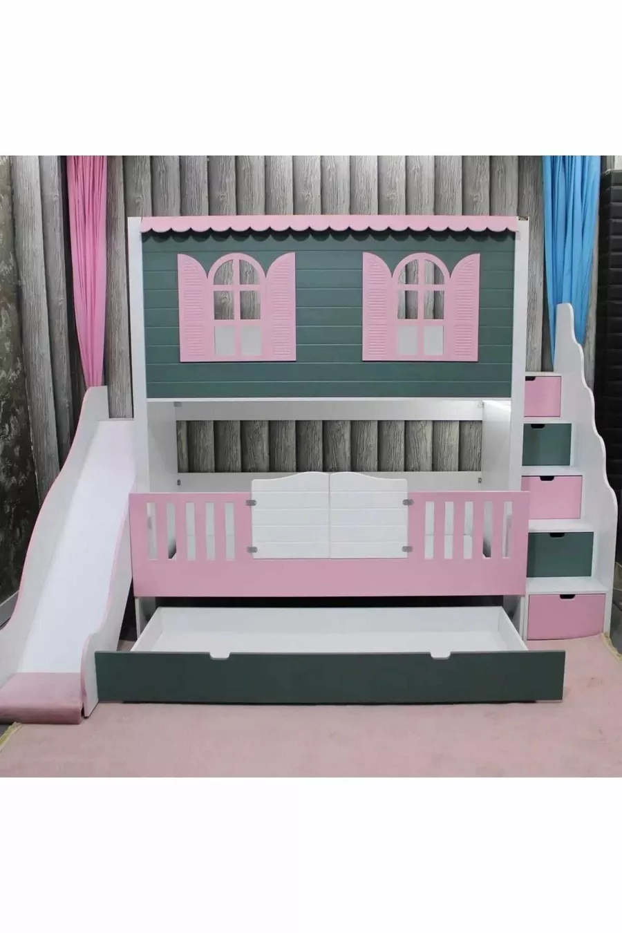 Alaçatı Bunk Bed with Slide and Small Bed