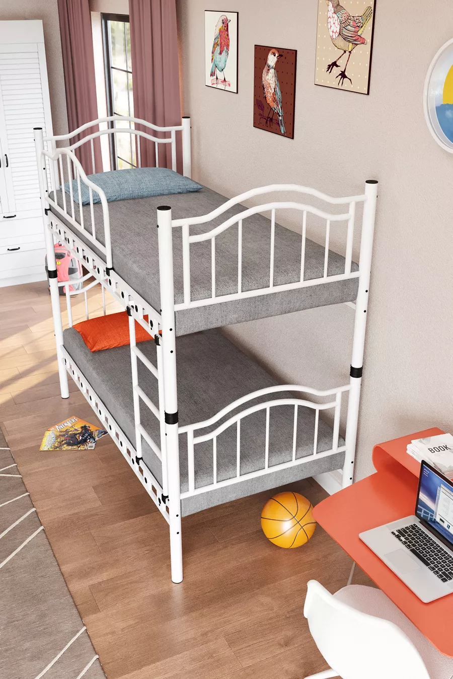 Lit Superposé et Lit Simple Métallique pour Enfants Belinay Blanc