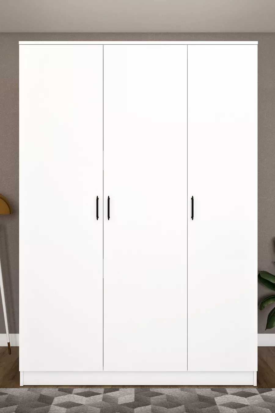 Ases  Weißer Kleiderschrank mit breitem Regalfach - Saphireiche