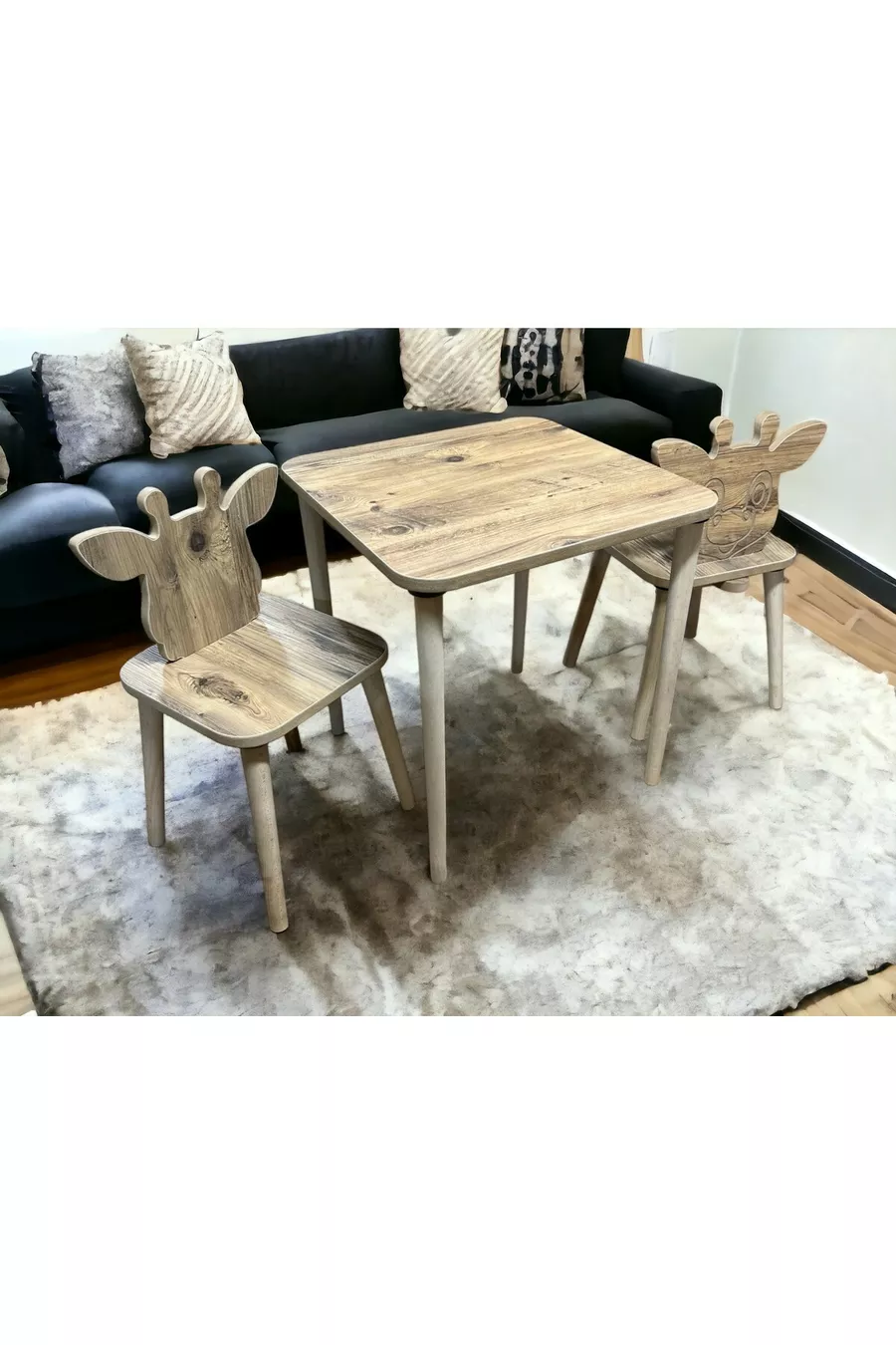 Set Tavolo e Sedie per Bambini Giraffa di Pino Tavolo Attività Tavolo da Studio 1 Tavolo 2 Sedie