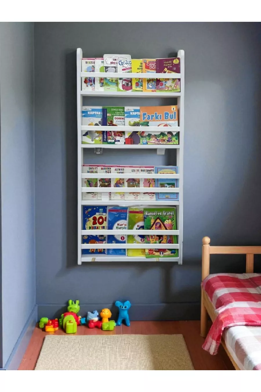 Bibliothèque Carmen à 4 étagères - Couleur blanche Bibliothèque Montessori - Bibliothèque pour chambre d'enfant