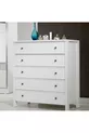Comò moderno Rio a 5 cassetti con gambe, bianco