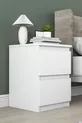Table de chevet Rani pour chambre à coucher avec 2 tiroirs, blanche