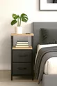 Table de chevet à 2 étagères avec tiroir en cuir, organiseur pour chambre à coucher, table de chevet en métal