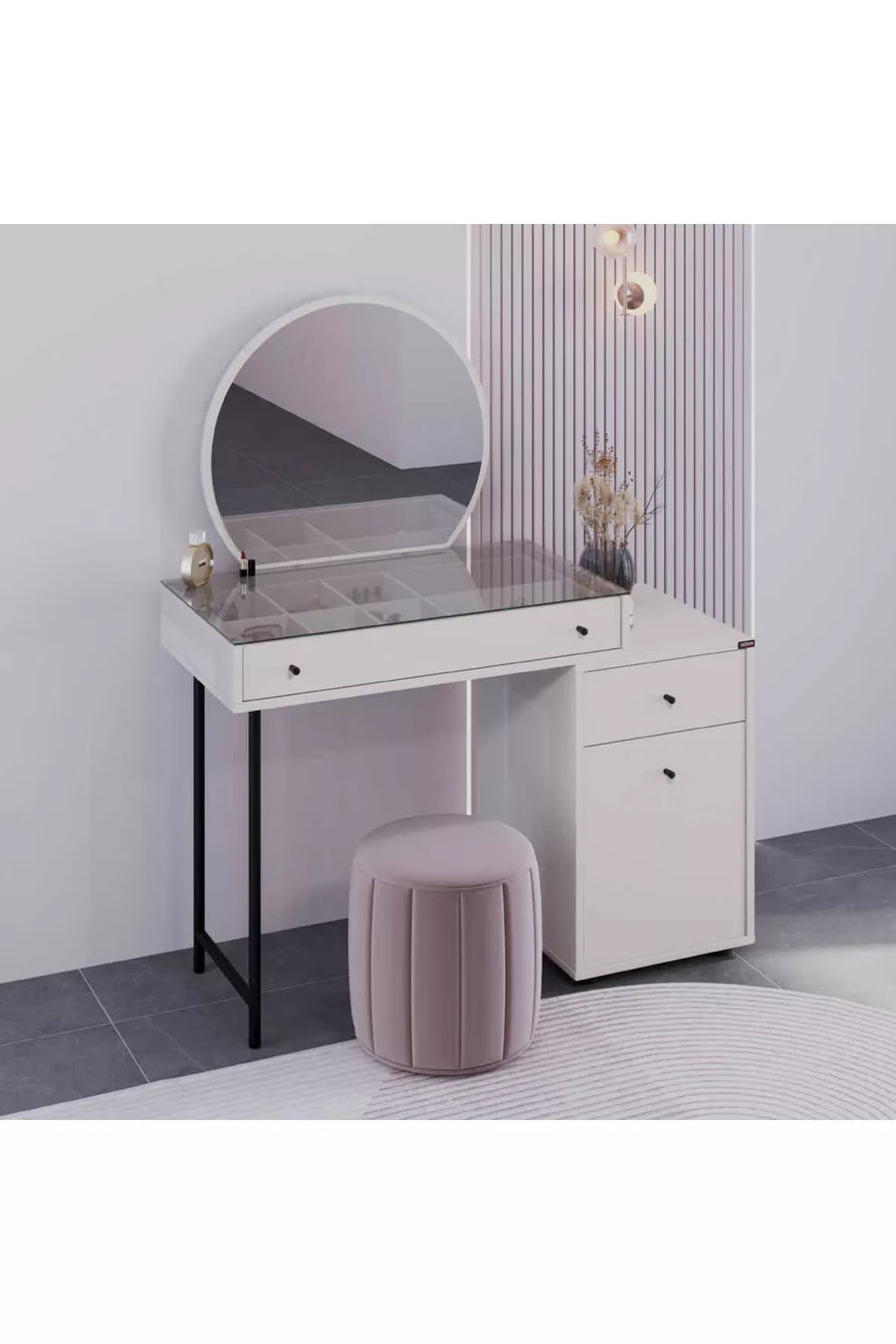 Coiffeuse Dior avec miroir - Vison cm