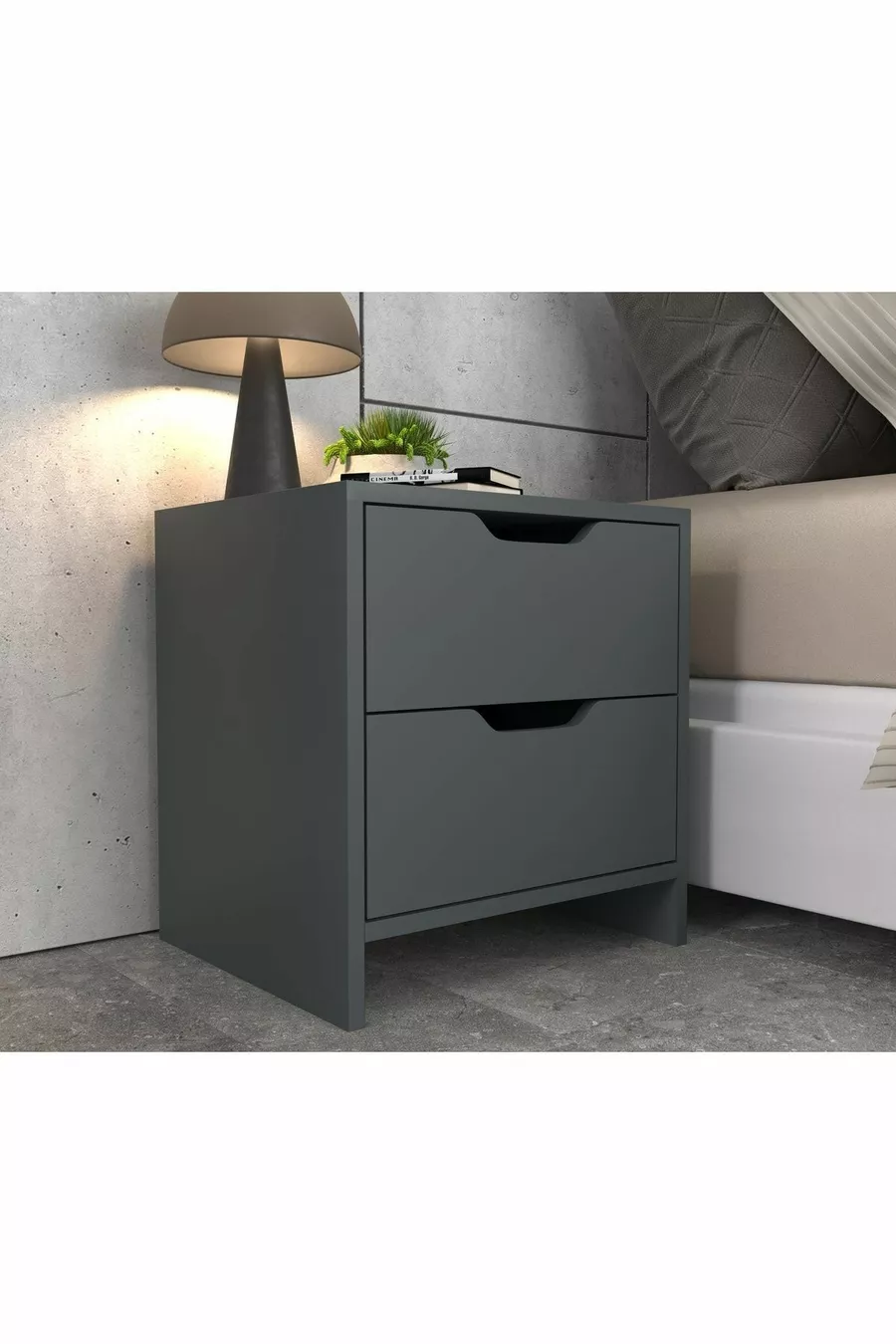 Efes 2-Drawer Anthracite Nightstand