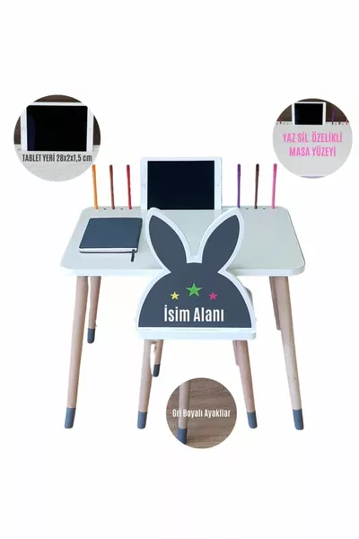 Children's Activity 1 Table 1 Chair Set for Ages 2-6 - Surface Features Tablet, Pencil Holder, Write and Erase