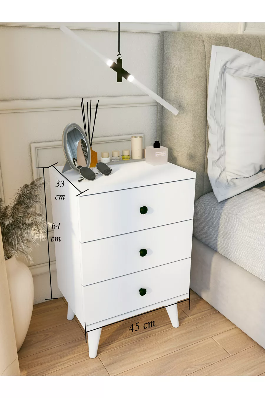 Nachttisch Glänzend Weiß 3 Schubladen Moderner Nachttisch Schlafzimmer