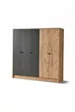 Armoire  Diva 5 portes avec étagères compartimentées et patères, pin atlantic et anthracite,  cm