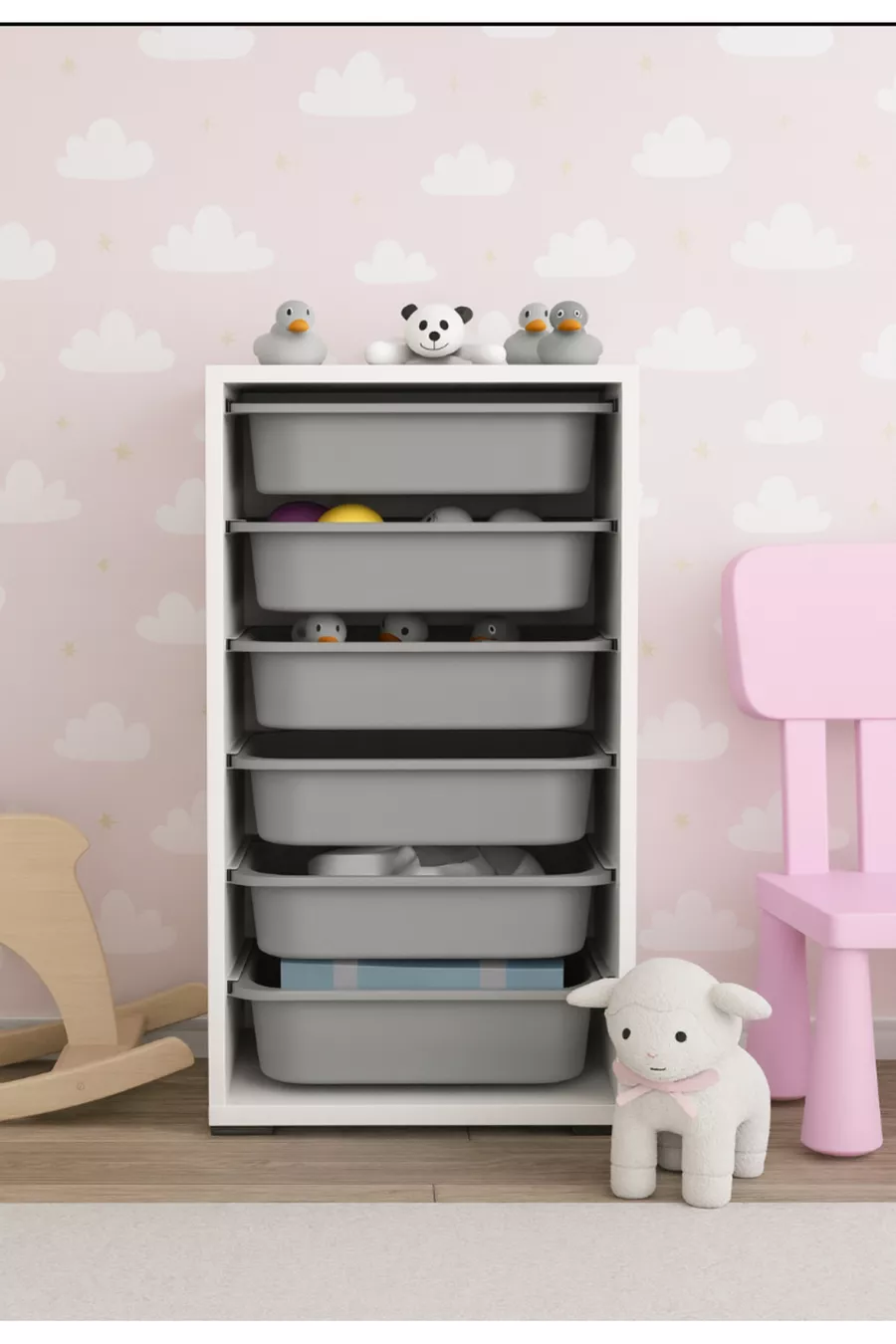 CHILDREN'S TOY CABINET 6-BASKET PANTRY CABINET