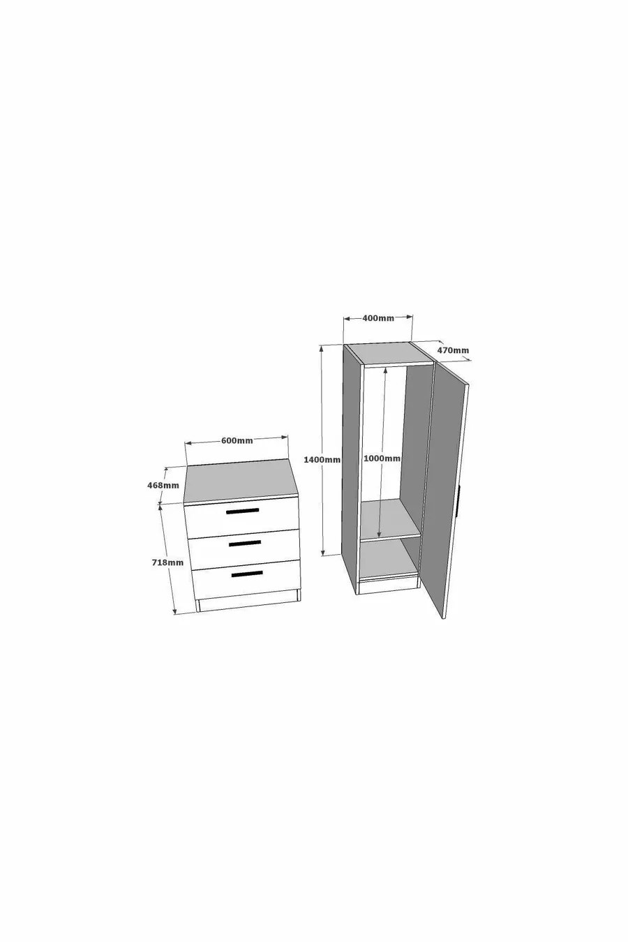 Commode miroir Nancy Armoire Pin-Blanc