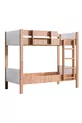 Lit superposé, Lit superposé détachable 2 places, Noyer - Blanc + 2 matelas Comfort