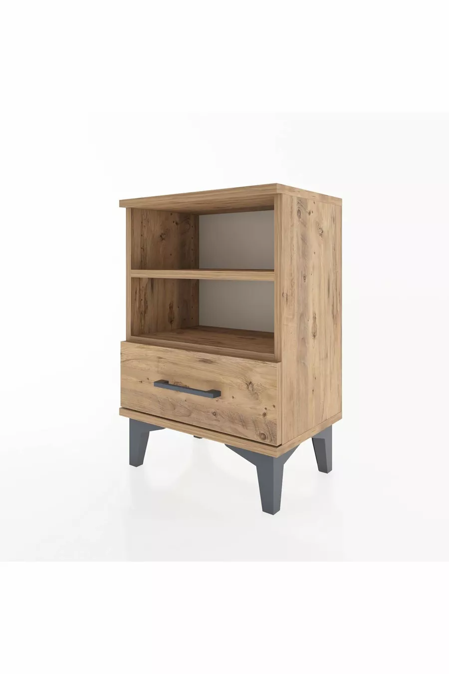 Table de chevet Arges avec 2 étagères et 1 tiroir en pin