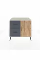 Commode Kronos à une étagère, 2 tiroirs, 1 porte, Pierre de Lune/Pin/Anthracite
