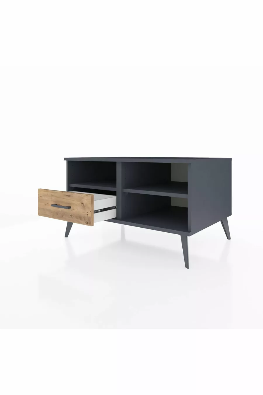 Commode Kronos 2 étagères 1 tiroir Anthracite-Anthracite/Sapin