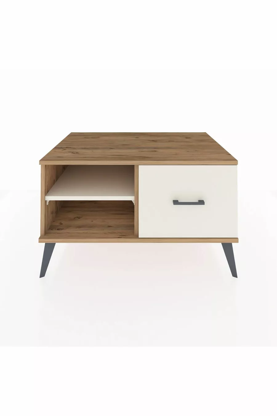 Commode Kronos à une étagère et un tiroir, pin-pierre d'onyx