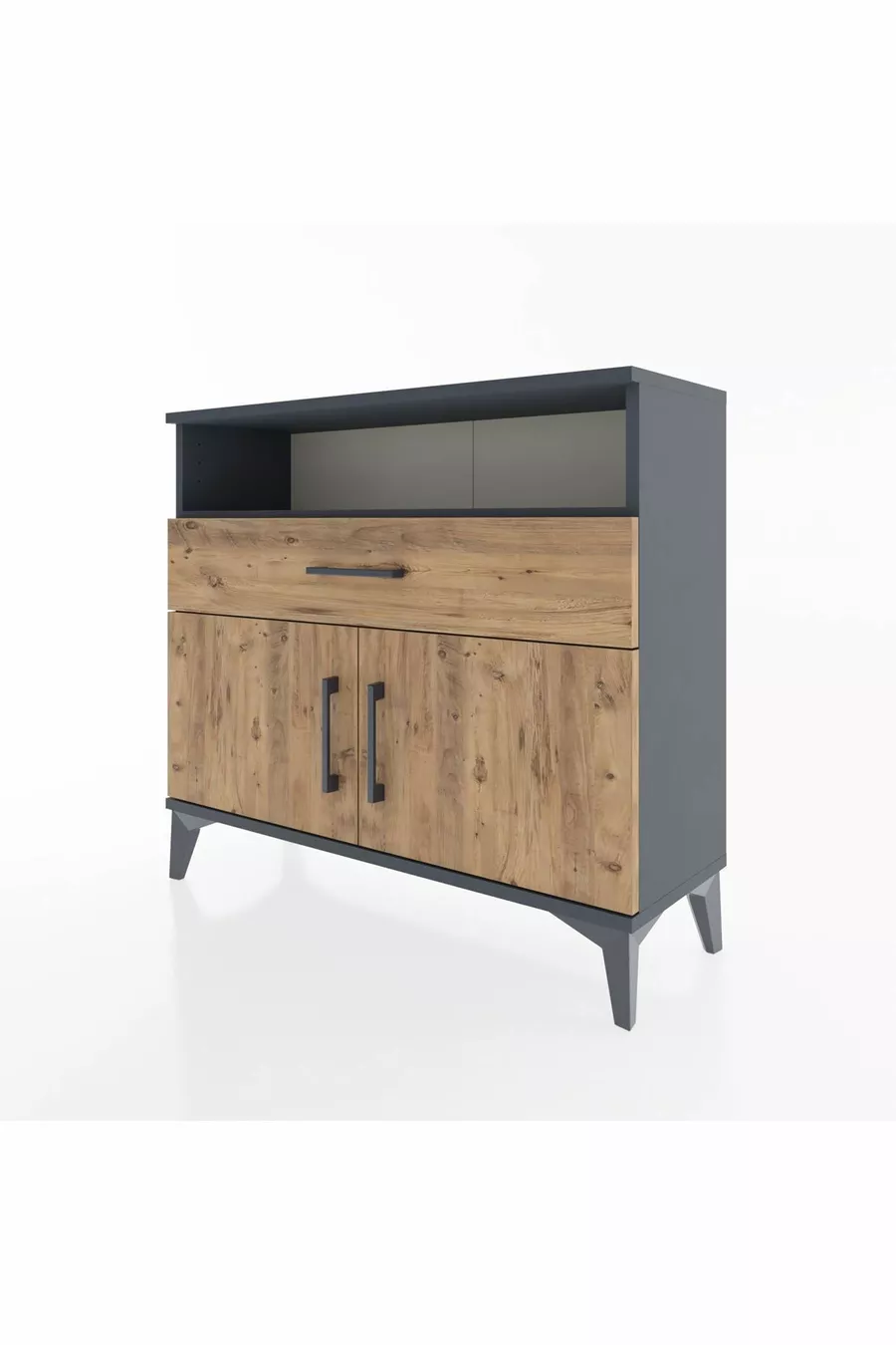 Commode Arges 2 étagères, 1 tiroir, 2 portes, Anthracite-Pin