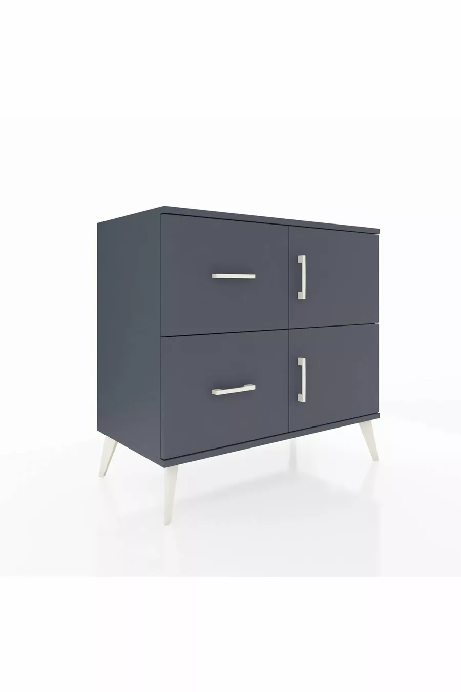 Bahut Hyperion à une étagère, 2 tiroirs et 2 portes, Anthracite-Anthracite