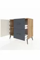 Commode Hyperion à une étagère, 2 tiroirs et 2 portes, pin-gris ardoise/anthracite