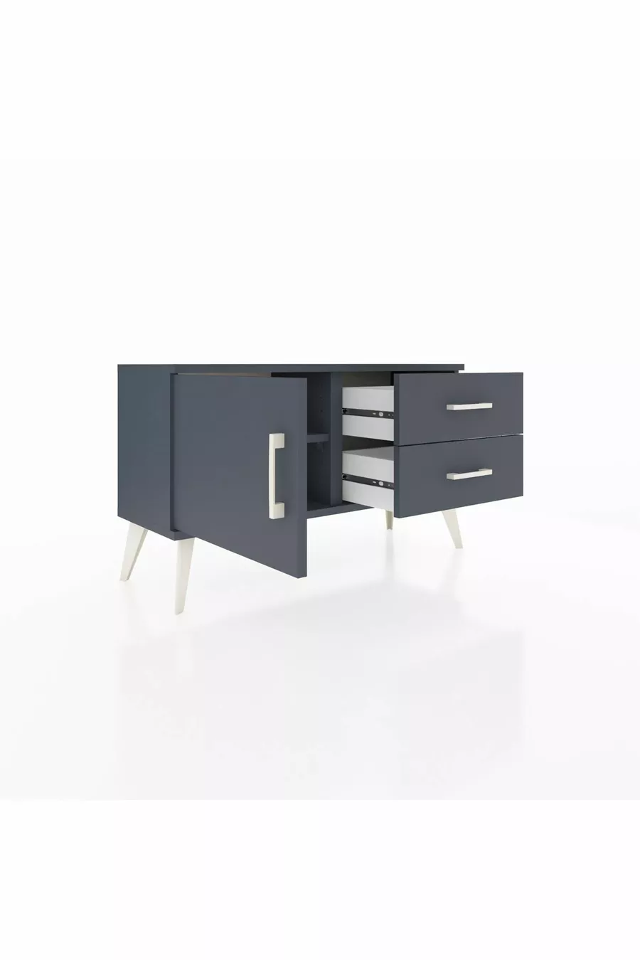 Commode Arges avec une seule étagère, 2 tiroirs et une porte, Anthracite-Anthracite